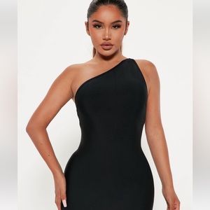 Midi one shoulder bandage dress